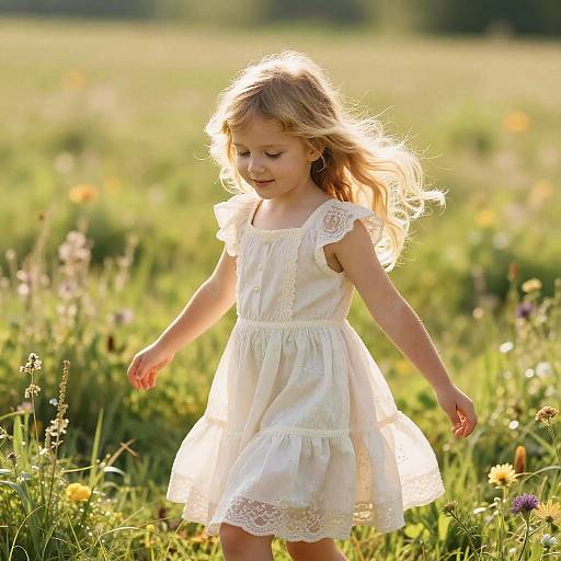 Blonde Tween Girl in Sunlit Meadow