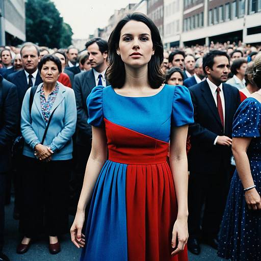 Woman in Blue and Red Dress