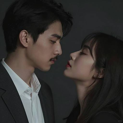 Intense Close-Up of Man and Woman Facing Each Other