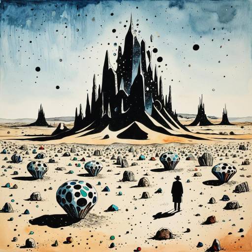 Surreal Infinite Desert with Crystal Formations