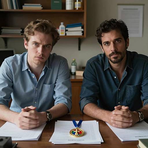 Intense Conversation in a Dimly Lit Room