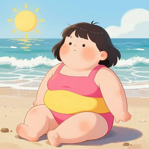 Chubby Girl Enjoying Beach Day