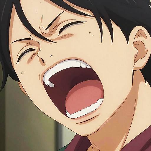 Dynamic Anime Character Mid-Yell