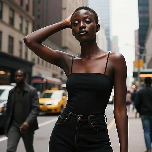 Seductive Portrait in a Busy Cityscape