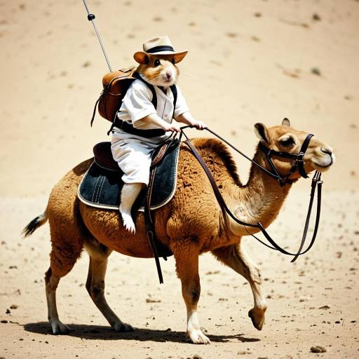 Hamster Riding Camel in Desert
