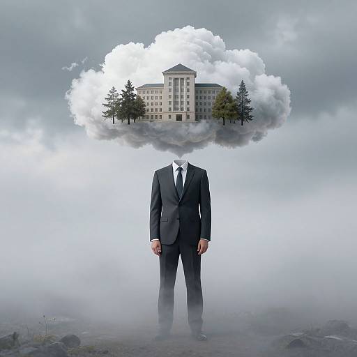 Surreal Man with Cloud Head