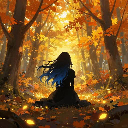 Whimsical Autumn Forest Silhouette