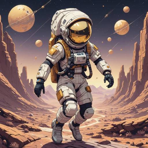 Adventurous Astronaut in Alien Landscape