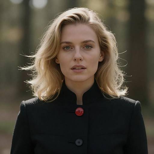 Blonde Woman in Sunlit Forest Portrait