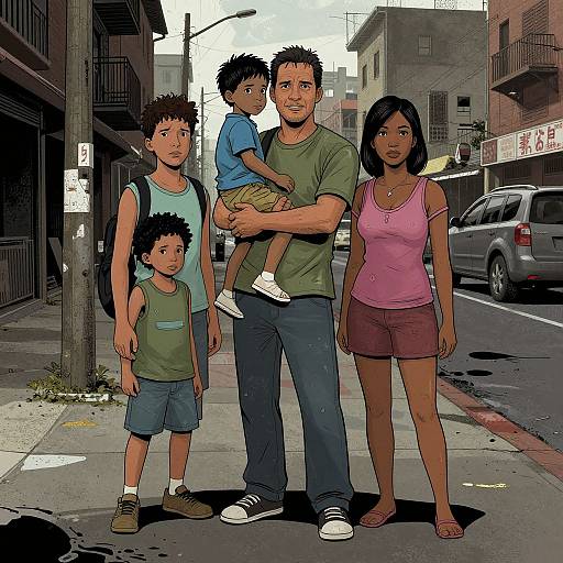 Gritty Urban Family Scene