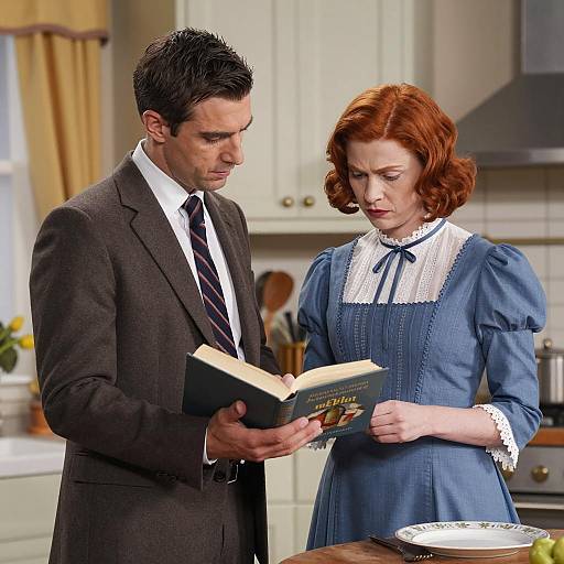 Intimate Kitchen Scene with Artistic Interaction