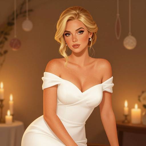 Elegant Blonde Woman in Candlelight