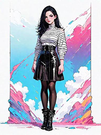 Edgy Casual Woman in Studio Setting