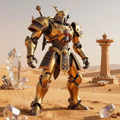 Mech-Samurai Clash at Crystalline Oasis