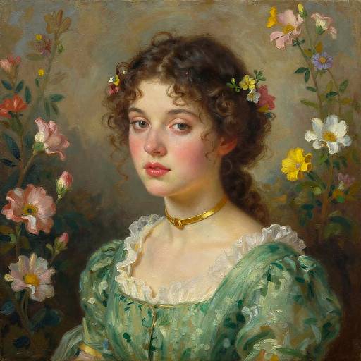 Classic Oil Portrait of Young Woman