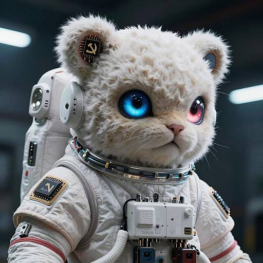 Hyperrealistic Tusuncat Cyberpunk Astronaut Portrait