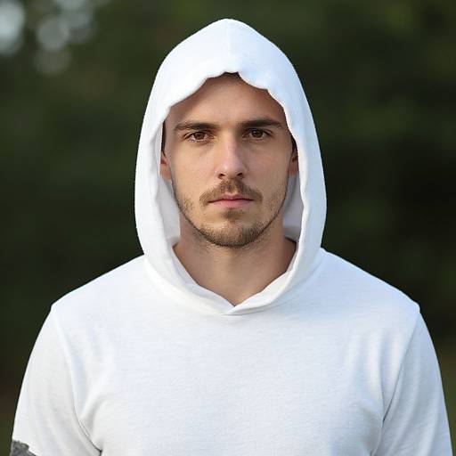 Man in White Hooded Shirt