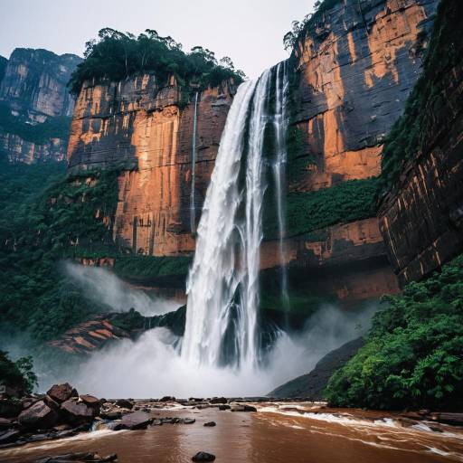 Angel Falls Waterfall at Dusk