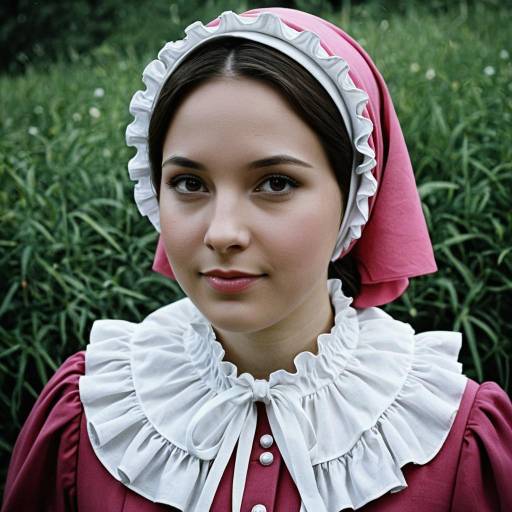 Woman in Classic Period Costume with Pink Headscarf