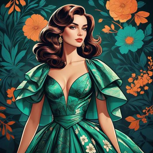 Elegant Mediterranean Woman in Retro Pop Art Elegant Mediterranean Woman in Retro Pop Art