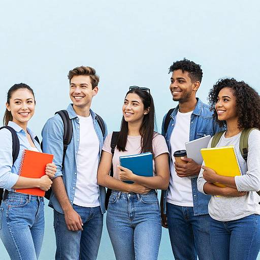Cheerful Diverse Outdoor Student Group