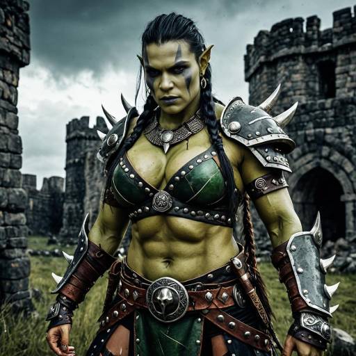 Fierce Female Orc in Tribal Armor