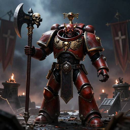 Ceremonial Chaos Marine Amid Warp Storm