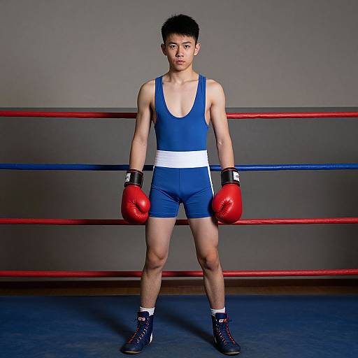 Young Wrestler in Ring Costume