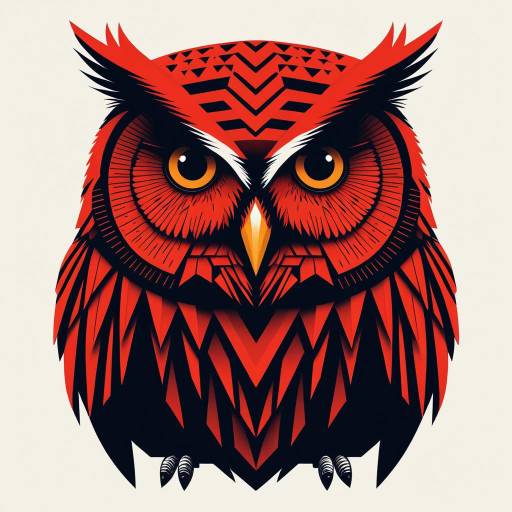 Red Geometric Owl Illustration