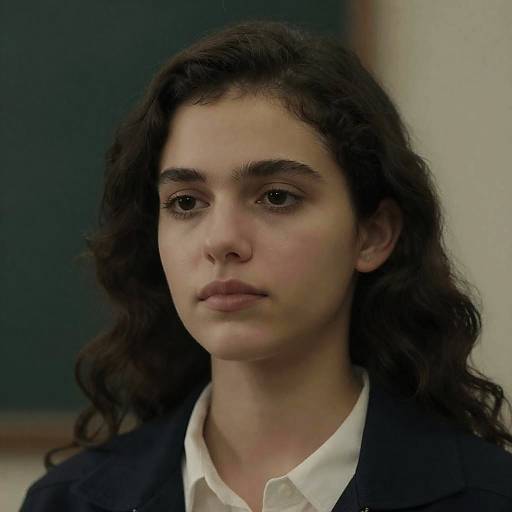 Pensive Young Woman in Dark Jacket