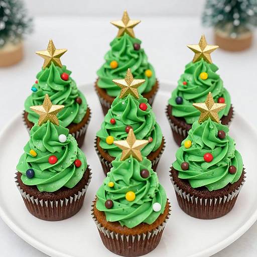Festive Christmas Tree Cupcakes Display