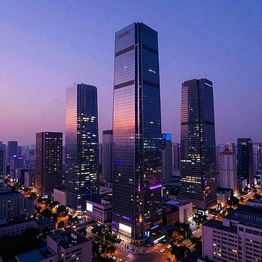 Futuristic Cyberpunk Cityscape at Dusk