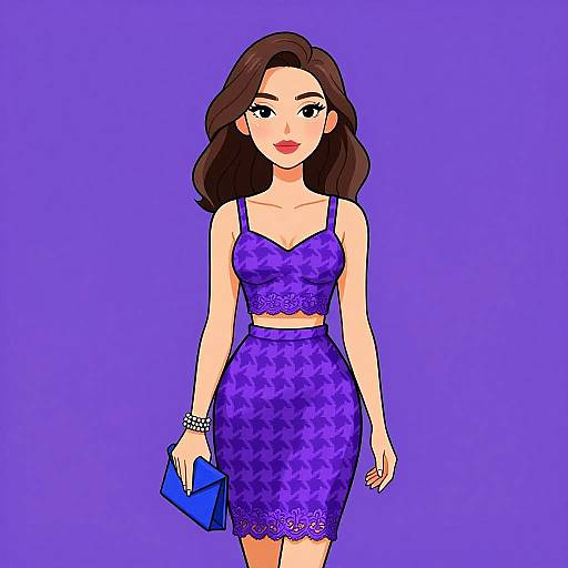 Chic Woman in Houndstooth Outfit