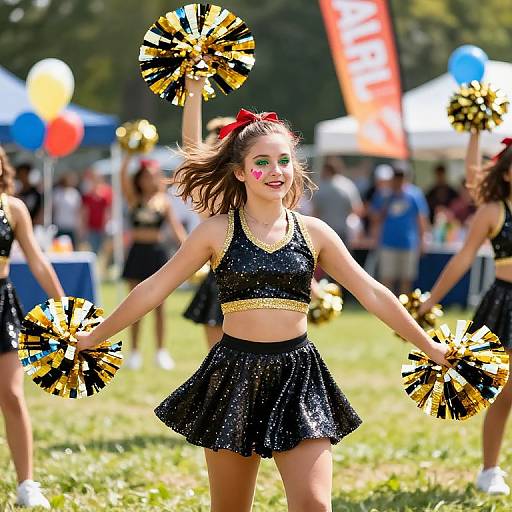 Festive Outdoor Cheerleader at School Festival