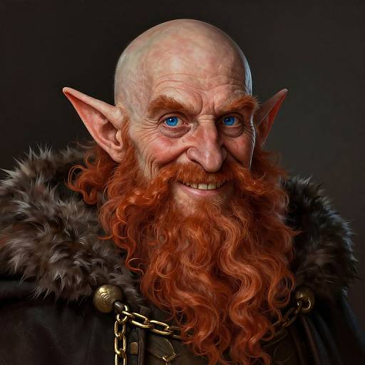 Realistic Portrait of Grinning Old Elf