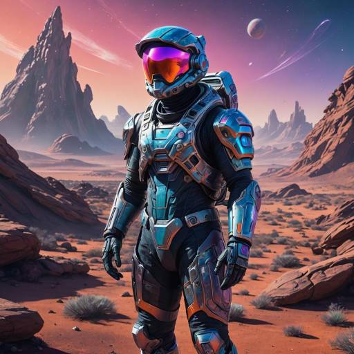 Futuristic Astronaut in Alien Landscape Futuristic Astronaut in Alien Landscape