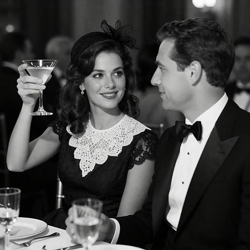 Elegant Dinner Portrait in Black and White