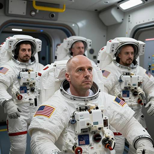 Astronauts in Spacecraft with Control Panel