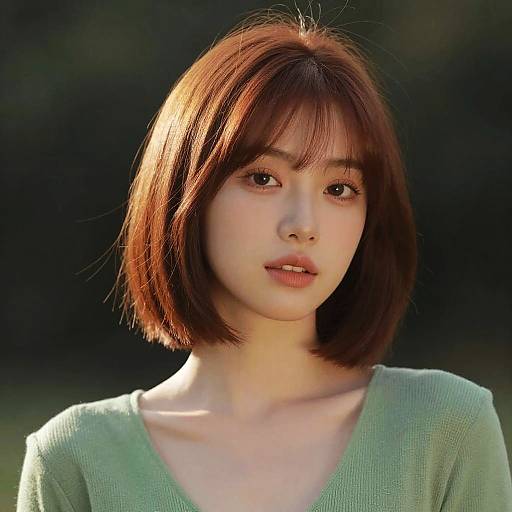 Young Woman with Auburn Bob Haircut