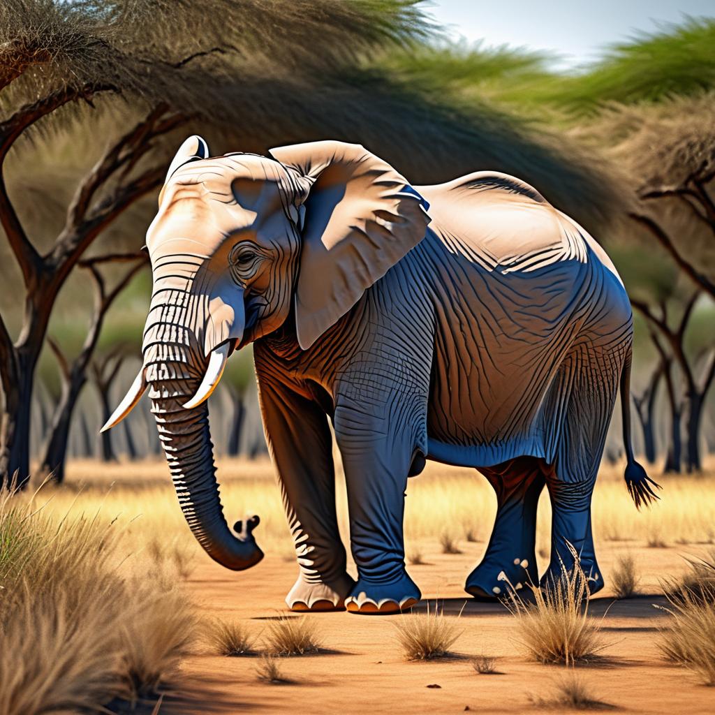 Majestic Elephant Walking in Savanna