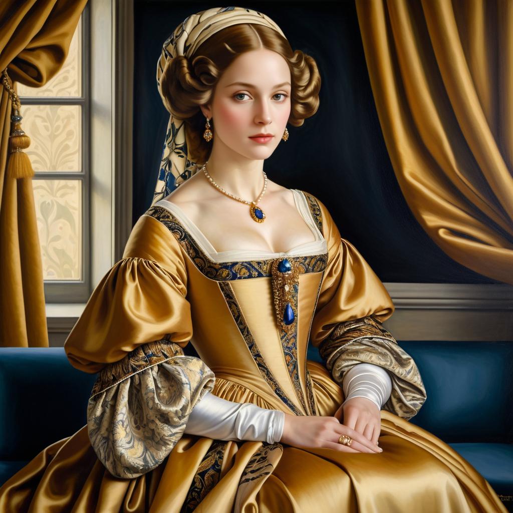 Elegant Noblewoman in Hyper-Realistic Portrait