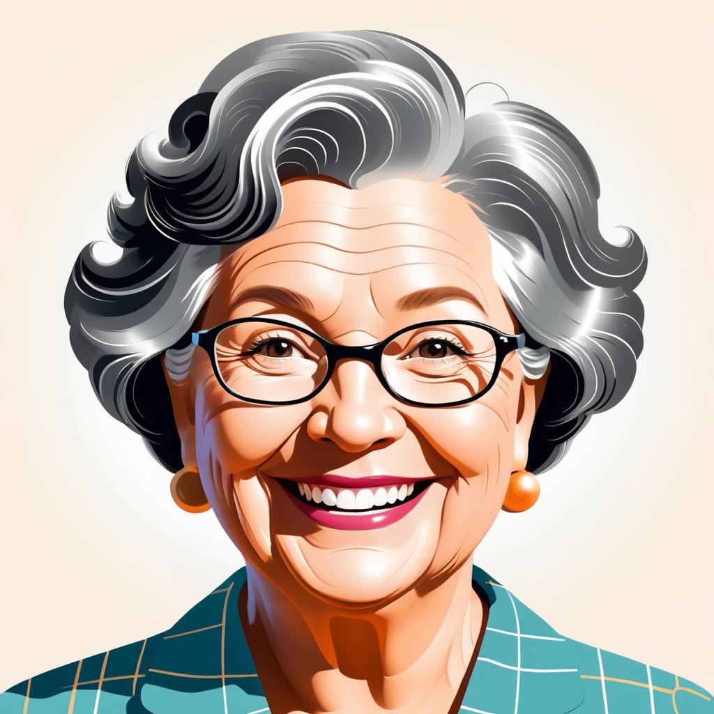 Joyful Grandmother: Artistic 2020s Caricature