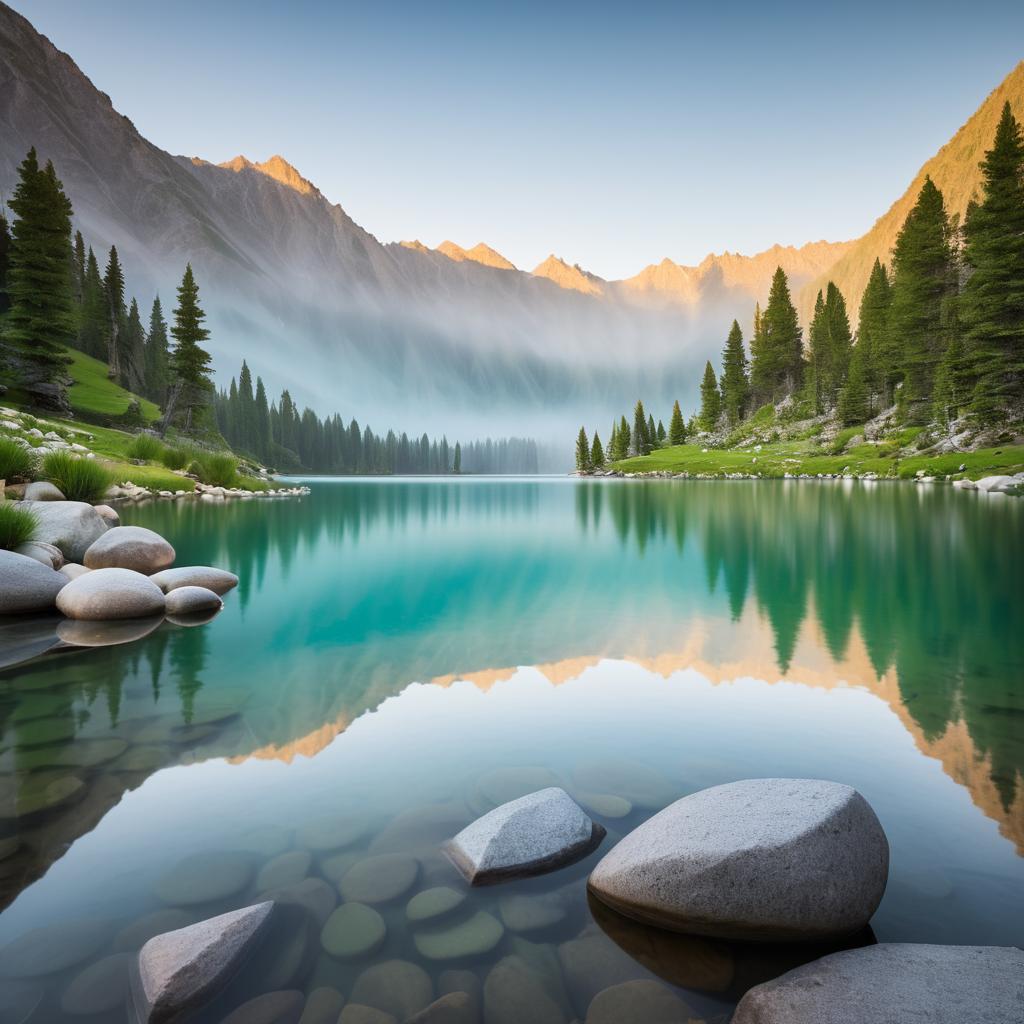 Serene Mountain Lake Landscape Photography