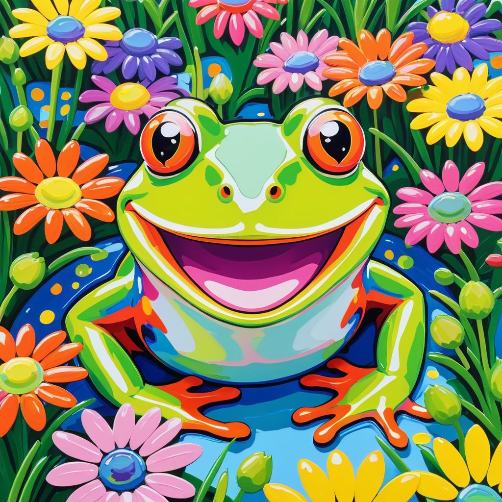 Colorful Frog Portrait in Pop Art Style