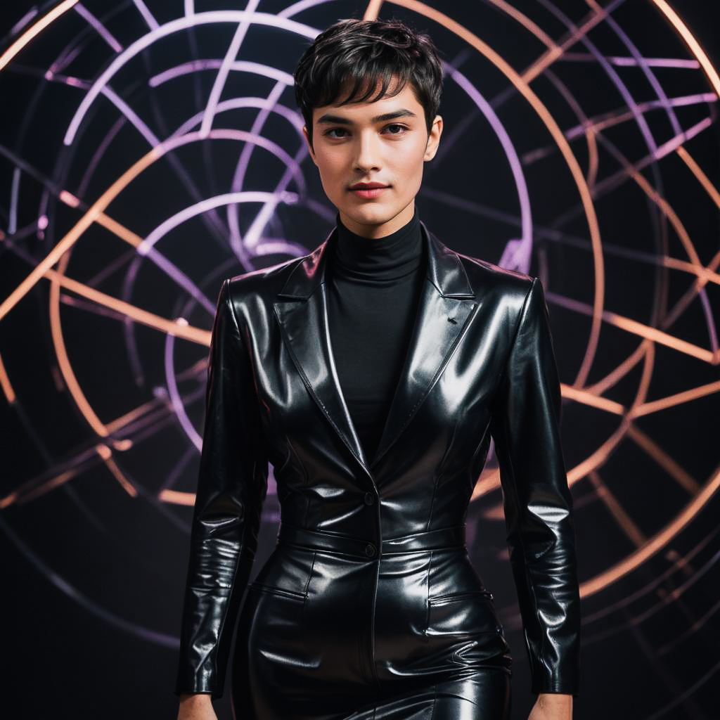 Futuristic Nightclub Goer in Leather Fashion