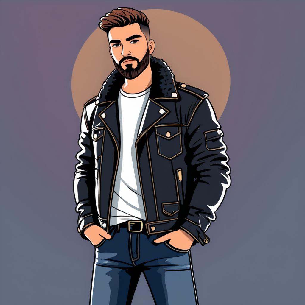 Stylish Young Man in Cartoon Illustration