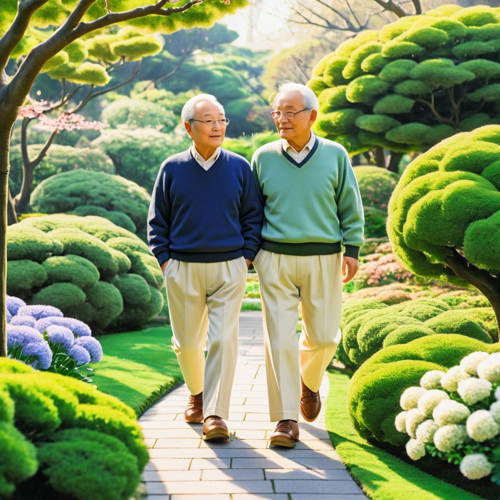 Heartfelt Friendship in a Serene Garden