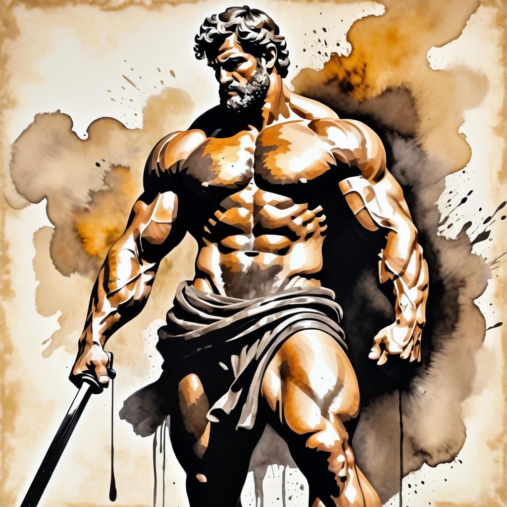 Heroic Hercules in Classical Oil Painting