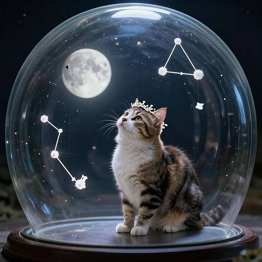 Cat with Moonbeam Crown in Dome