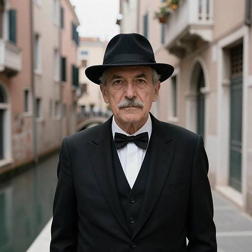 Serious Elderly Man in European Street